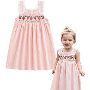 Simplee kids Baby Girl Dress Toddler Casual Dresses Summer Solid Color Floral Girl Clothes (4T)