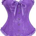 SZIVYSHI Corset Tops for Women, Bustier Shapewear Lingerie, Lace Waist Push Up Bodysuit (Purple, M)