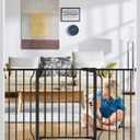 29"-51" Baby Gate for Stairs, Auto Close Stroller Friendly Dog Gate Indoor for Doorways, Pressure Mounted Baby Gate, Easy Walk Through Gate for Children & Pets, Black
