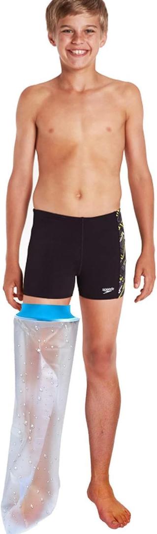 Asunby Waterproof Kids Cast Covers for Shower/Swimming Full Leg, Soft Protector Cast Bag Long Child Teen for Foot Ankle Orthopedic Boot, Keep Bandage Wound Dry,Reusable