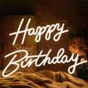 ATOLS Happy Birthday Large Neon Sign for Wall Decor 2PCS, with Dimmer Switch, 12V Reusable Happy Birthday Neon Light Sign for All Birthday Party Decoration, Size-Happy 16.5x8inch, Birthday 23 X 8inch