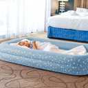 Intex 66810FL Inflatable Kidz Travel Bed Set, Includes Hand Pump and Carry Bag, Removable Mattress, Quick Inflation, Indoor Use, 42in x 66in x 10in, Blue with Star Print Frame