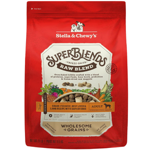 Stella & Chewy's SuperBlends Raw Blend Wholesome Grains Grass-Fed Beef, Beef Liver & Lamb Recipe with Superfoods, 21 lb. Bag (Best if used by 8/20/26)