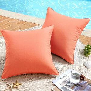 MIULEE Pack of 2 Decorative Outdoor Waterproof Pillow Covers Square Garden Cushion Sham Throw Pillowcase Summer Shell for Patio Tent Couch 20x20 Inch Coral Red