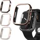 2 x 4 Pack Luxury Bumper Case for Apple Watch Series 7, Hard PC Protector 41mm iWatch Cover Frame Smartwatch Accessories (Black*2+White*2)