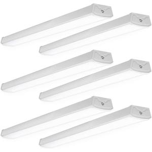 Sunco 6 Pack LED Garage Ceiling Lights Wraparound Fixture 4FT,Linkable Shop Light, 3500 LM, 40W=300W, 5000K Daylight, Hardwired, Surface Mount, Utility Workshop Light ETL