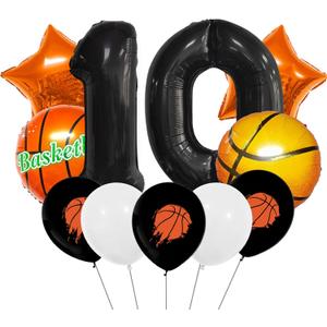 11Pcs Basketball Themed 10th Birthday Party Balloons, Black Number Balloon 10,Basketball Balloons Happy 10th Birthday,10th Birthday Basketball Theme Party Supplies Foil Mylar Balloons Latex Balloonor