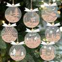 GuassLee 16pcs Winter Christmas Hanging Ornaments for Tree - 3D Wooden Acrylic Christmas Cutouts Reindeer Snowman Snowflake Ornaments for Xmas Tree Gifts Winter Party Supplies (Khaki)