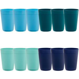 US Acrylic Newport 10 ounce Unbreakable Plastic Stackable Juice Tumblers in Coastal Colors | Set of 12 Drinking Cups | Reusable, BPA-free, Made in the USA, Top-rack Dishwasher and Microwave Safe