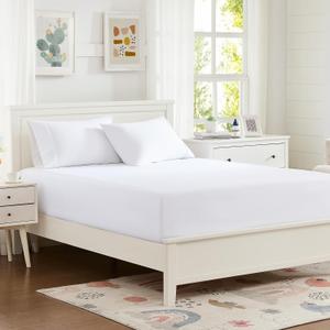 100% Microfiber Queen Size Fitted Sheet Only, Bed Sheet White 60"x80" | Ultra Soft,Up to 14 inch Deep Pocket Bottom Sheet, Stay in Place Hotel Bedding Matress Protector, Machine Washable, Non-Fade