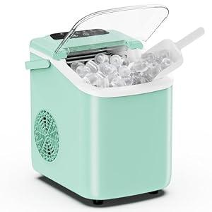 OLIXIS Countertop Ice Maker with Self-Cleaning, Portable Ice Maker Machine with Ice Scoop, 26Lbs/ 24H, 9 Cubes in 6 Mins, 2 Sizes of Bullet Ice for Home, Kitchen, Office