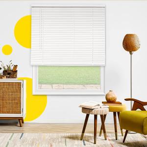 Cordless Mini Blinds, Light Filtering & Room Darkening Horizontal Window Blind for Indoor Windows, Grand White, 35" W x 48" H by YELLOW BLINDS