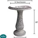 Pedestal Birdbath with Solar Fountain, Resin Stone Composite Outdoor Garden Decor, Standing Bird Bath for Outside Patio Yard, 23-Inch Tall, Garden Fountain, Resin Bird Baths, Hummingbird Bowl