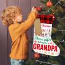 HOIJAUMAI Grandpa Christmas Stocking Gifts for Grandpa Papa New Grandpa Merry Christmas These Gifts Belong to Grandpa Xmas Stocking for Fireplace Stairs Wall Hanging Xmas Home Decor 18 x 12 Inches