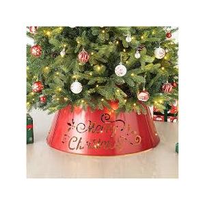 Metal Merry Christmas Diecut Tree Collar with Light String