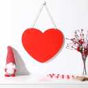 Valentines Day Door Decorations Wooden Heart Hanging Sign for Holiday Farmhouse Home Front Porch and Wall Window Wedding Anniversary Decor (Red)