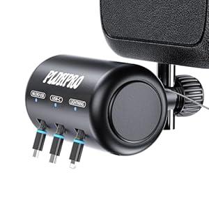 PLDHPRO Multi Port Car Headrest Retractable Charger 6 in 1 Charging Station Dock for Lfyt Turo Ride Share Customers, Vehicle Backseat Accessories for Driver Fit Galaxy, iPhone, Andriod Devices