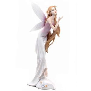 Comfy Hour 13" Elegant Standing Fairy Figurine, White and Lilac Fantasy Spirit Statue, Sophisticated Home Office Bookshelf Decor Accent, Polyresin Artisan Crafted Sculpture, 1 Unit