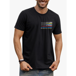 Arvilhill Men's 4th of July Shirt American Flag Short Sleeve T-Shirt 1776 Patriotic Cotton Tee Shirt , Large, Black