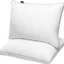 JICUSE Bed Pillows Standard Size Set of 2, Hotel Quality Standard Pillows 2 Pack for Sleeping with Soft Down Alternative Filling, Gusseted Bedding Pillow for Back, Stomach or Side Sleepers, 20" x 26", White 