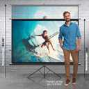 Pyle 60 Inch Portable Projector Screen with Tripod Stand Fold Out Roll Up, HD Premium 16:9 Aspect Ratio, Matte Viewing Surface for Indoor and Outdoor Use, Perfect for Home, Office and Presentations