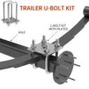 Square U-Bolt Kit for Boat Trailer Mounting Axle Leaf Springs Zinc(4 U-Bolt + 2 Plate), Heavy Duty Square U-Bolts with Nuts and Frame Plate for Trailer Automobiles Trailer, 2" W x 5" L