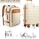 Luggage Sets 3 Piece, 20 Inch Hardshell Carry On Luggage 22x14x9 Airline Approved, Suitcase with TSA Locks & YKK Zippers, Carry On Suitcase with Wheels for Men & Women Travel