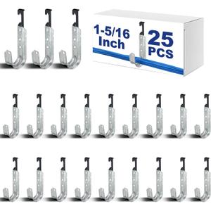 Zonon 25 Pcs 25 Pcs J Hooks for Hanging Metal J Hook Hangers Cable Support with Bat Wing Heavy Duty G60 Galvanized Steel Cable Hooks for Attaching Ceiling Wire Threaded Rod (1-5/16 Inch)