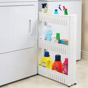 Narrow Sliding Storage Organizer Rack - Laundry/Bathroom/Kitchen Portable Storage Shelves
