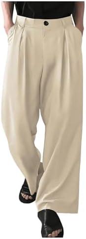 GORGLITTER Men's Pleated Wide Leg Pants Straight High Waisted Work Pants Trousers with Pocket Medium