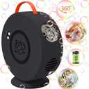 Bubble Machine Automatic Bubble Blower for Kids Toddlers Rechargeable Battery Portable Bubble Maker Electric Bubble Machine Auto Rotating 90/360 Outdoor Toy for Birthday Party Wedding (Black)