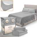 Queen Sheet Set - Luxury Hotel Bed Sheets - Soft Cooling Sheets with Elastic Corner Straps - Deep Pocket Microfiber Bedsheet - Bedding Sheet & Pillowcases -4 PC (Queen Size, Light Gray)
