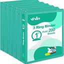 ViVin 1 Inch Round Ring View Binder for Durability, Standard 3 Ring Binder for 200 Sheets of US Letter Size Paper, PVC-Free, 6-Pack 