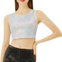 Coucoland Cropped Tank Top for Women - Womens Summer Sparkle Sequin Glitter Slimming Tops Camisole Trendy (S)