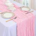 6 Pack Pink Table Runner 10ft Boho Gauze Fabric Cheesecloth Table Runner 35 x 120 Inch Rustic Sheer Runner for Holiday Baby Shower Home Dcor Party Wedding Decoration