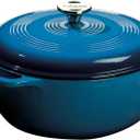 Lodge Essential Enamel Cast Iron Dutch Oven - Perfect for Bread Baking, Braising, Marinating & Slow Cooking - Features Moisture-Sealing Lid & Dual Handles - Kitchen Essentials - 6 Quarts - Caribbean Blue