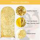 SaitiMade 6.6 FT Bling Arch Backdrop Cover, Gold Sequin Wedding Arch Stand Cover, Round Top Fitted Chiara Backdrop Cover for Birthday Party Ceremony Baby Shower Banquet Decoration