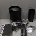 Black Bathroom Accessories Set, 9-Piece Bathroom Accessory Sets Complete with Trash Can, Shower Curtain, Vanity Tray, Soap Dispenser, Soap Dish, Toothbrush Holder, Toothbrush Cup and Toilet Brush