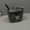 mDesign Modern Compact Freestanding Plastic Toilet Bowl Brush and Oval Wastebasket Garbage Can Combo for Bathroom Storage - Sturdy, Deep Cleaning - Hyde Collection - Set of 2 - Black