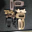 12 Pack Flat Hair Clips for Women – Matte Neutral Square Claw Clips, Flat Barrettes & Flower Pins in Black, Blonde,Light Brown & Dark Brown, Soft Touch Hair Accessories for Thick & Thin Hair