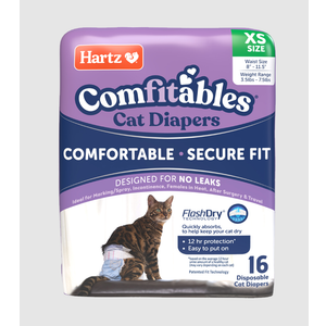 Hartz Comfitables Cat Diapers, Size XS 16 Count, Comfortable & Secure Fit, Easy to Put On