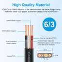 6/3 NM-B Wire with Ground - 60FT 6 Gauge Non-Metallic Sheathed Cable Pure Copper 6 AWG 3 Conductor Residential Indoor Wire for Outlets, Switches and Other Loads etc.