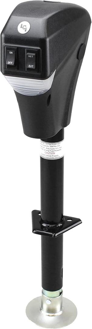 Lippert Power Tongue Jack Electric Trailer A-Frame, 3,500 lbs. 18-Inch Stroke, 5.4-Inch Foot Pad, Durable Textured Casing, Emergency Manual Crank Override, 10.75" Retracted, 28.75" Extended - 285318