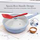 AIKENBBKK Ceramic Frying Pan Skillet with Lid, 12 inch Nonstick Deep Frying Pan for Cooking, 5 QT Large Saute Pan with Detachable Handle, Induction Ready, PTFE & PFAS-Free, Oven Safe, Blue