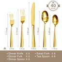 HIKAA Forged Silverware Set Stainless Steel Flatware Set,Service for 8,Matte Satin Polished Cutlery Set,Dishwasher Safe (Gold, 40PCS)