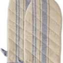 DII French Stripe, Kitchen Collection, Oven Mitts, Nautical Blue, 2 Count