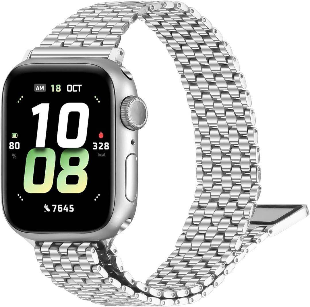 Stainless Steel Compatible with Apple Watch Bands 46MM 45MM 44MM 42MM 41MM 40MM 38MM, Magnetic Slim iWatch Bands For Women Iwatch Series 11 10 9 8 7 6 5 4 3 2 1