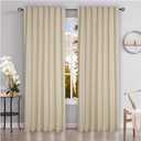 Natural Linen Tab Top Curtains 50x63 inch Set of 2 Panels - Long Flax Drapes for Living Room & Bedroom, Farmhouse Window Curtains, Rustic Linen Drapes for Modern Farmhouse & Boho Style Decor