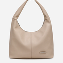 NEWBELLA Vegan Leather Shoulder Handbag with Wide Strap, Multiple Zipper Pockets, Flat Bottom, Black (Apricot)