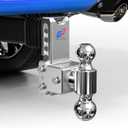 Geteen Adjustable Trailer Hitch Ball Mount - Fits 2.5" Receiver, Dual Ball 2" x 2-5/16"(15,000 GTW), 5" Drop & Rise Heavy Duty Aluminum Tow Hitch with 4 Anti-Rattle Gasket & 1 Locking Hitch Pin